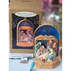 Hallmark Keepsake Ornament Let Us Adore Him Nativity Scene 1996 Light-Up Xmas